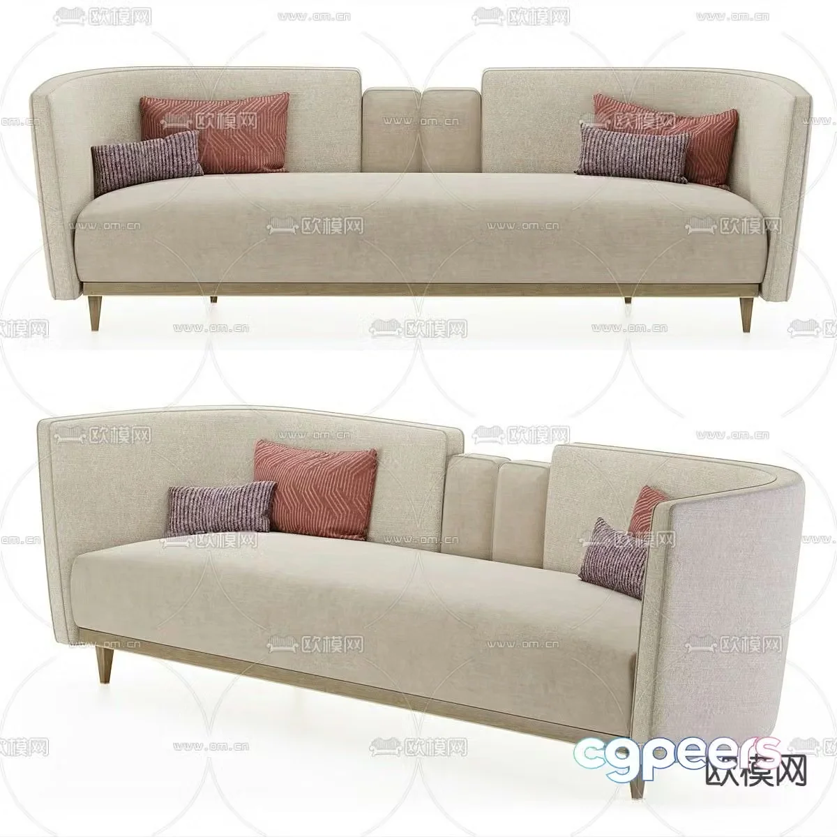 Double sofa upholstered sofa 3d model