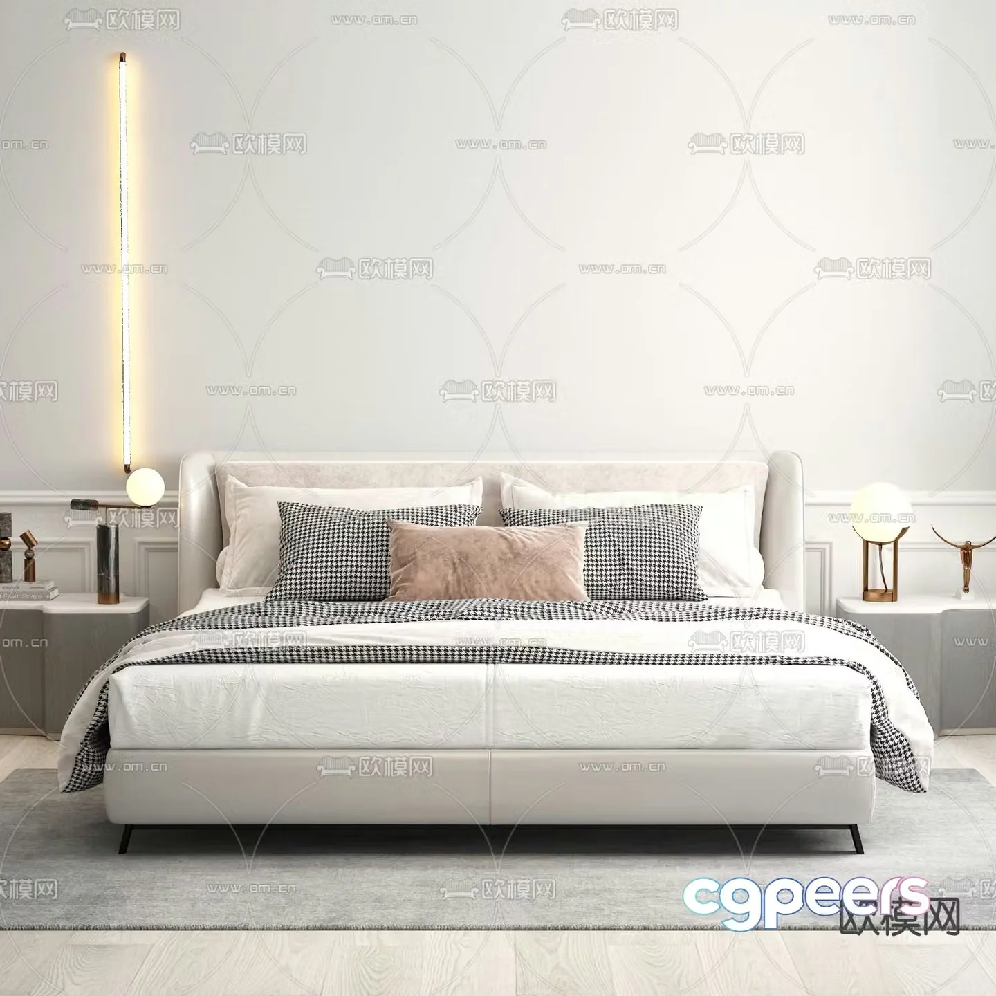 Modern double bed 3d model
