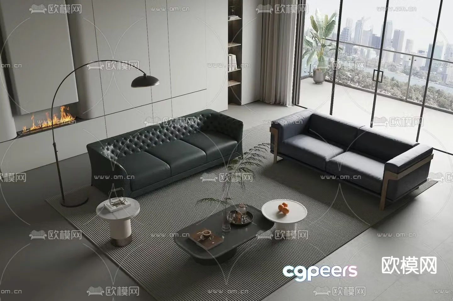 Sectional sofa office sofa 3d model