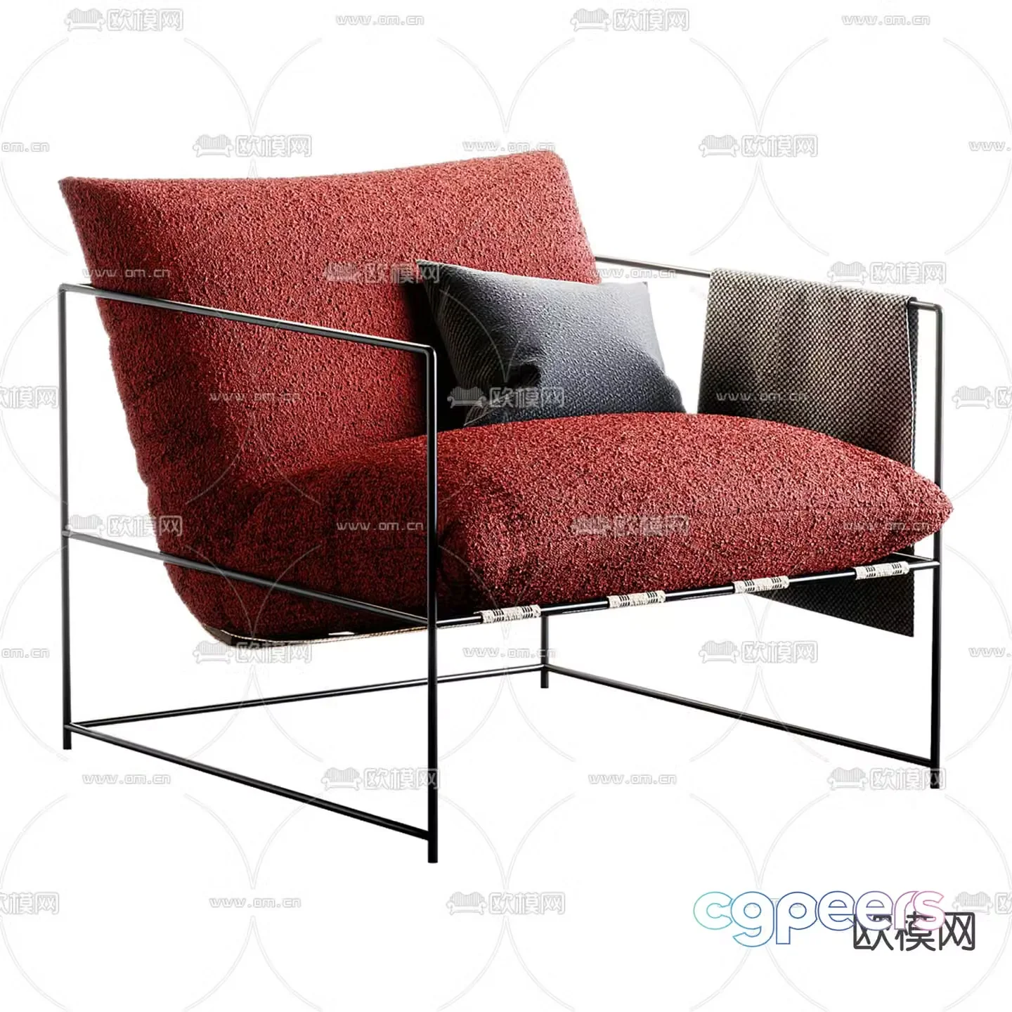Modern leisure chair single chair back chair 3d model