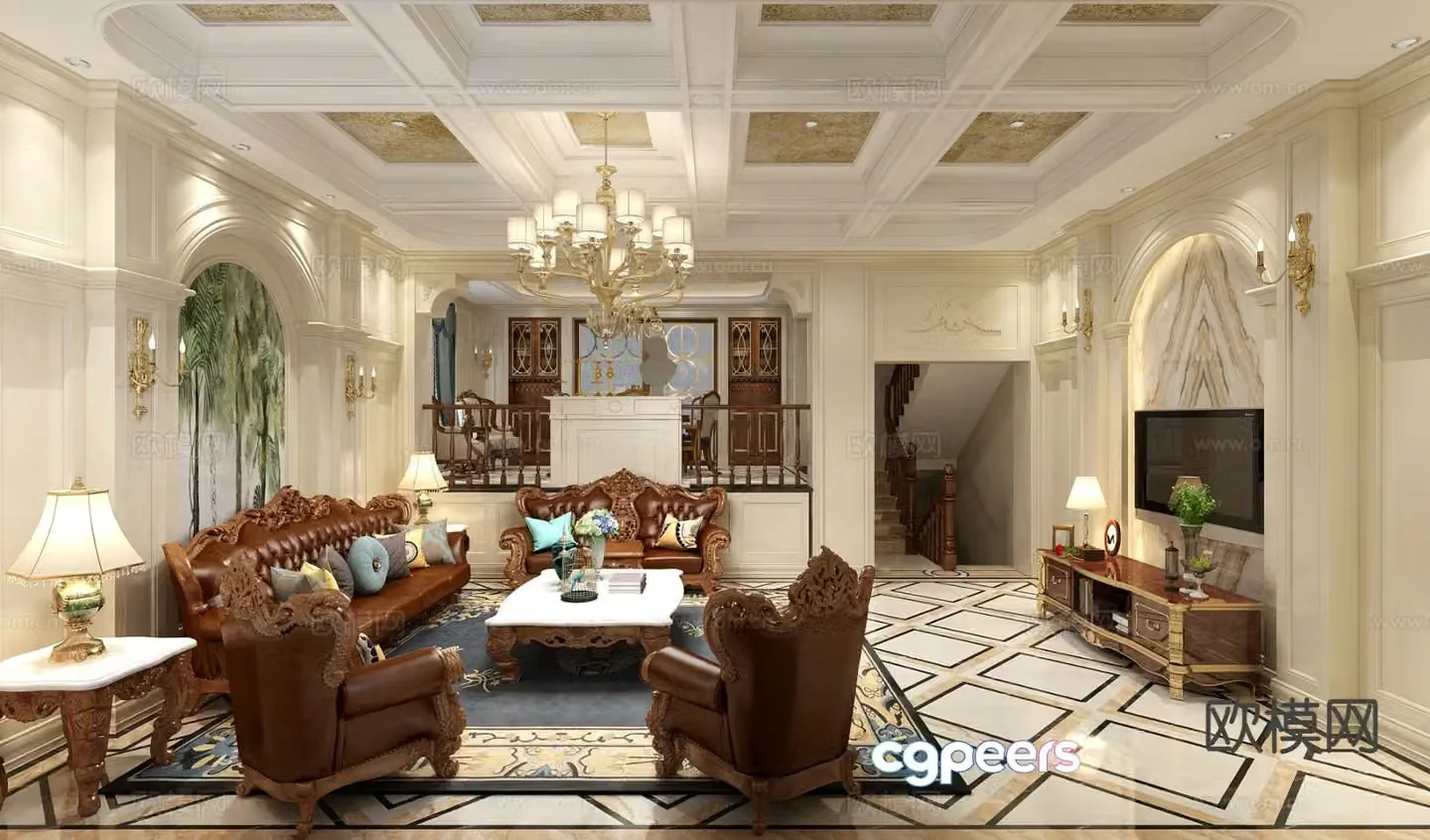 European classical guest restaurant 3D model