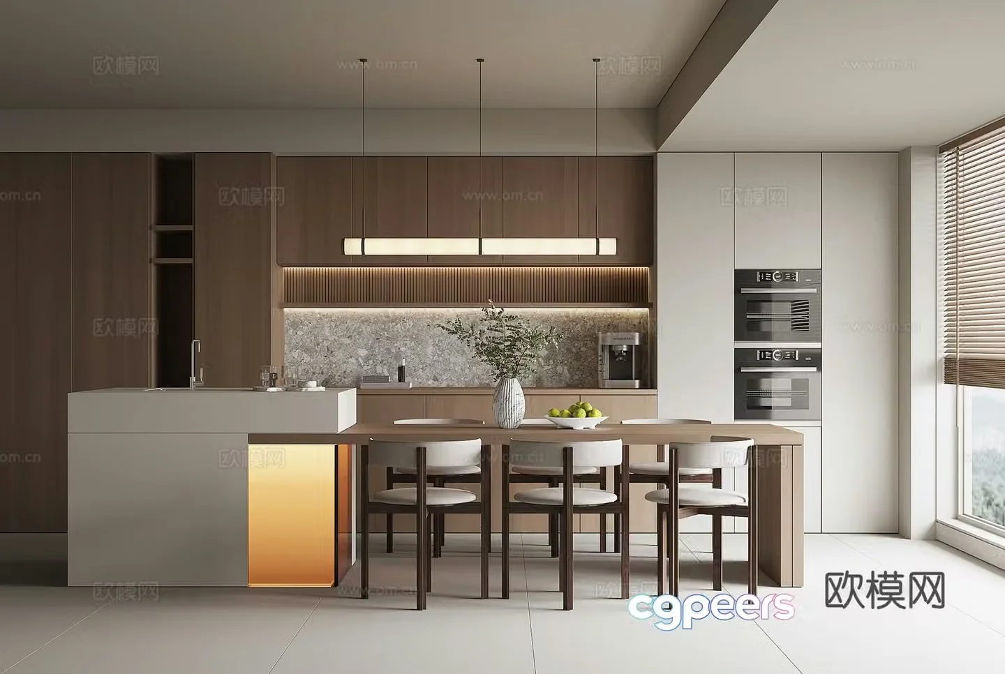 Modern island restaurant 3d model