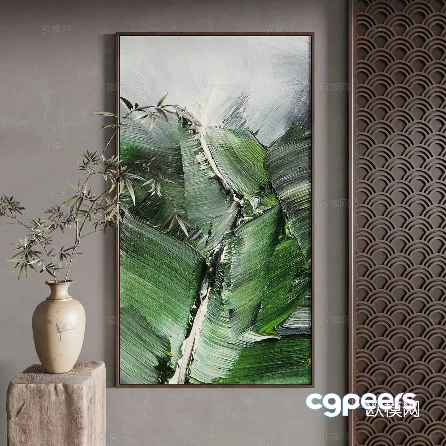 New Chinese style decorative painting 3D model