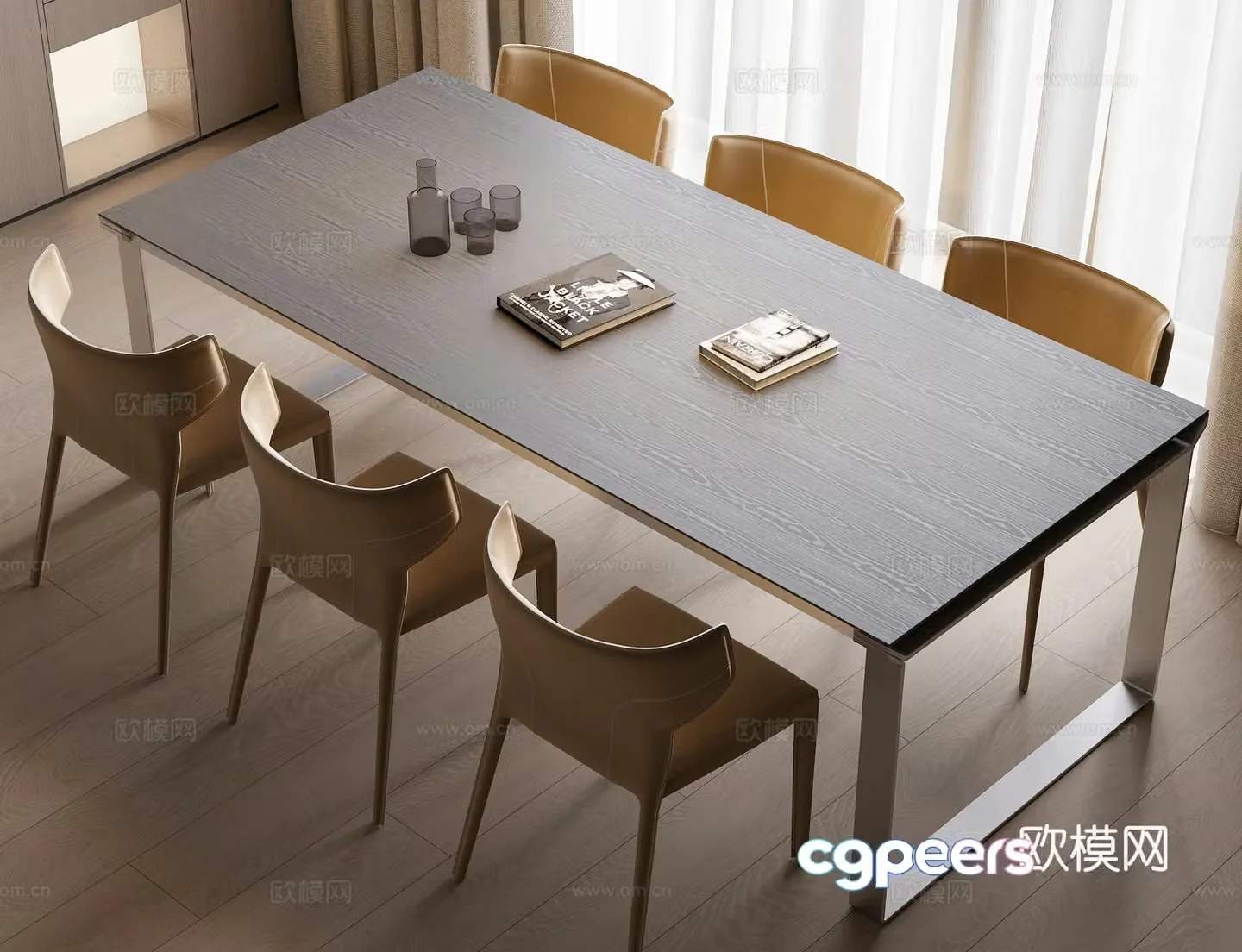 Modern Italian dining table and chair 3d model