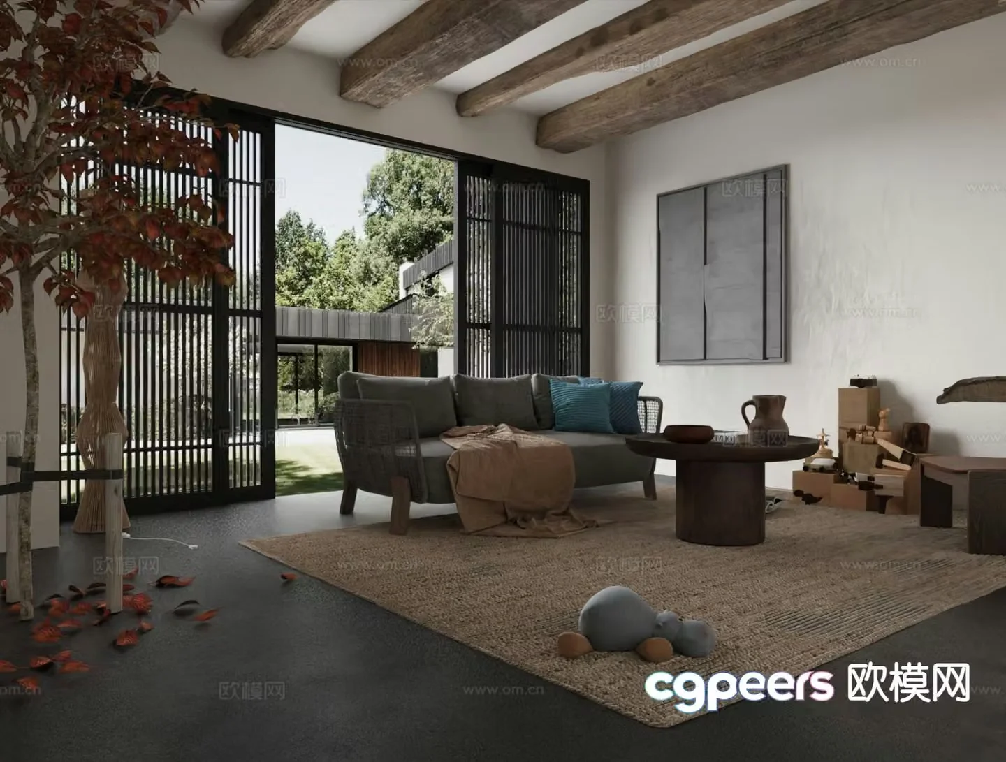Wabi-sabi living room 3d model