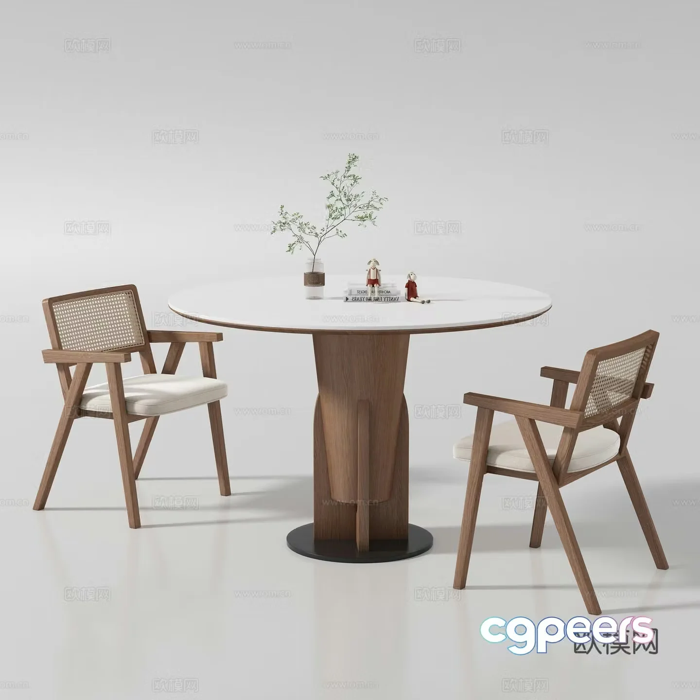 Round dining table and chair 3d model