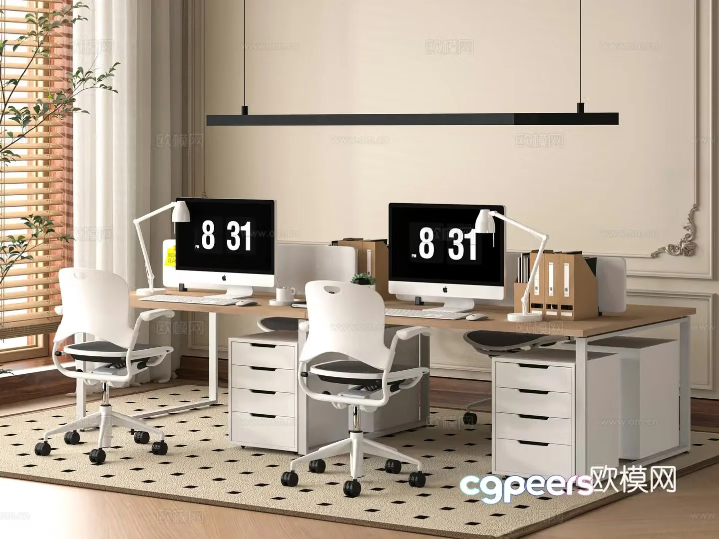 Modern office desk 3d model
