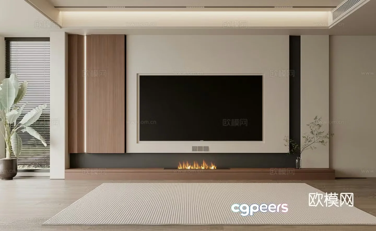 Living room TV background wall 3d model
