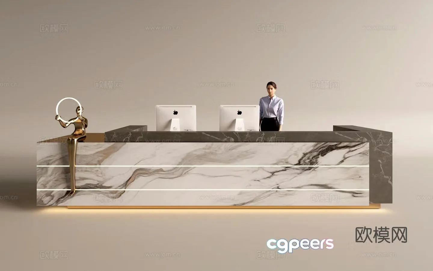 Modern company front desk reception area bar reception desk service desk 3d model
