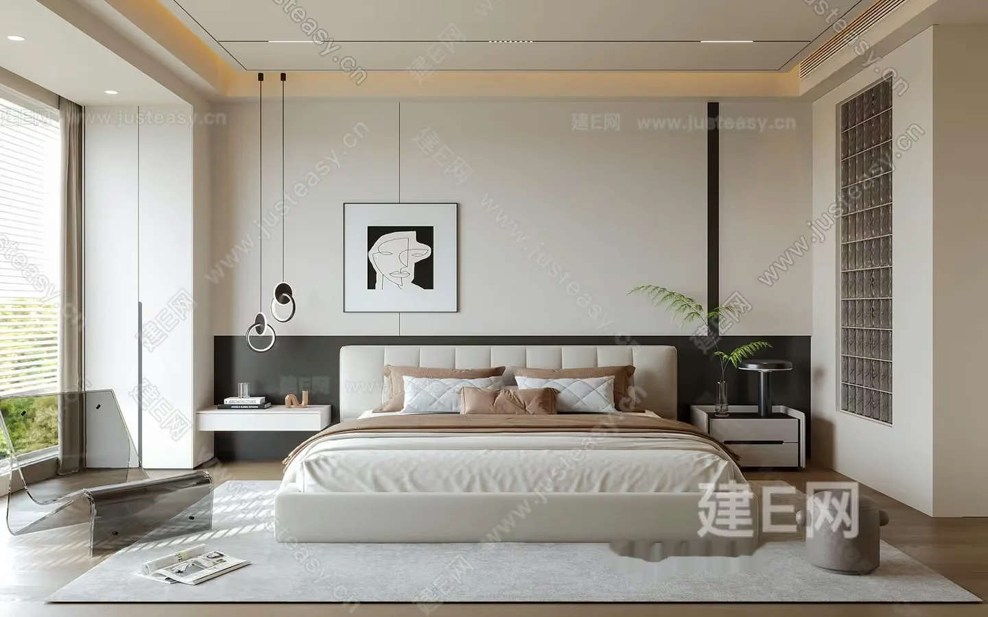 Modern Minimalist Bedroom 3D Model – 11825 – VRAY Render