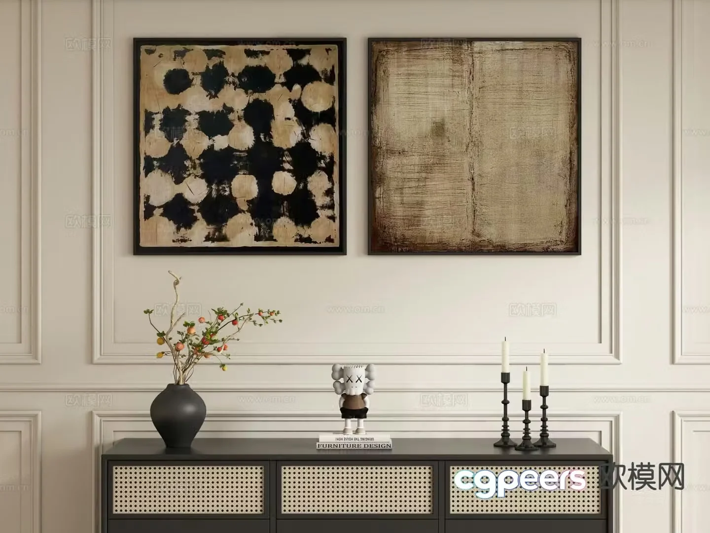 Medieval style art painting texture painting decorative painting 3d model