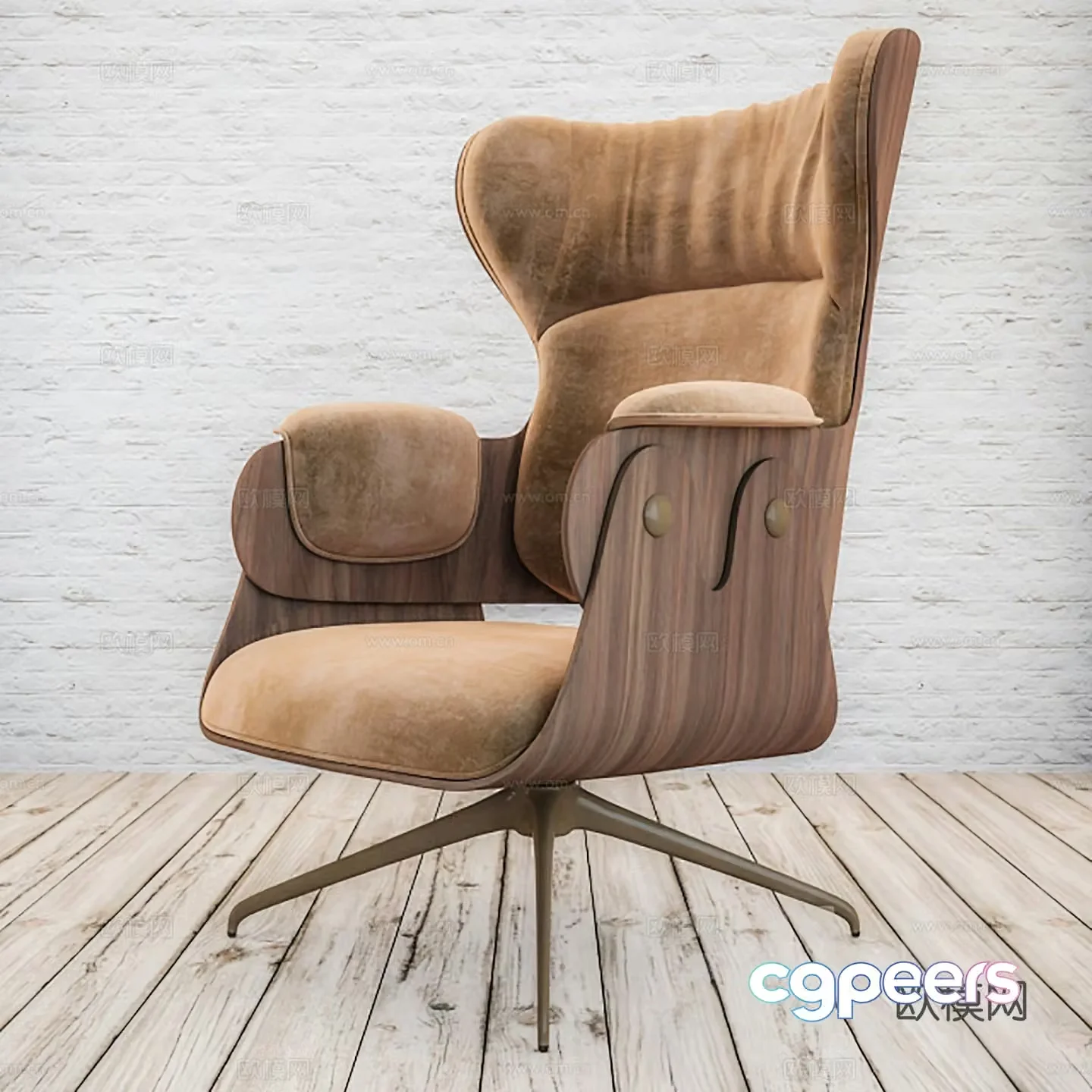Modern leisure chair cloth chair book chair single chair 3d model