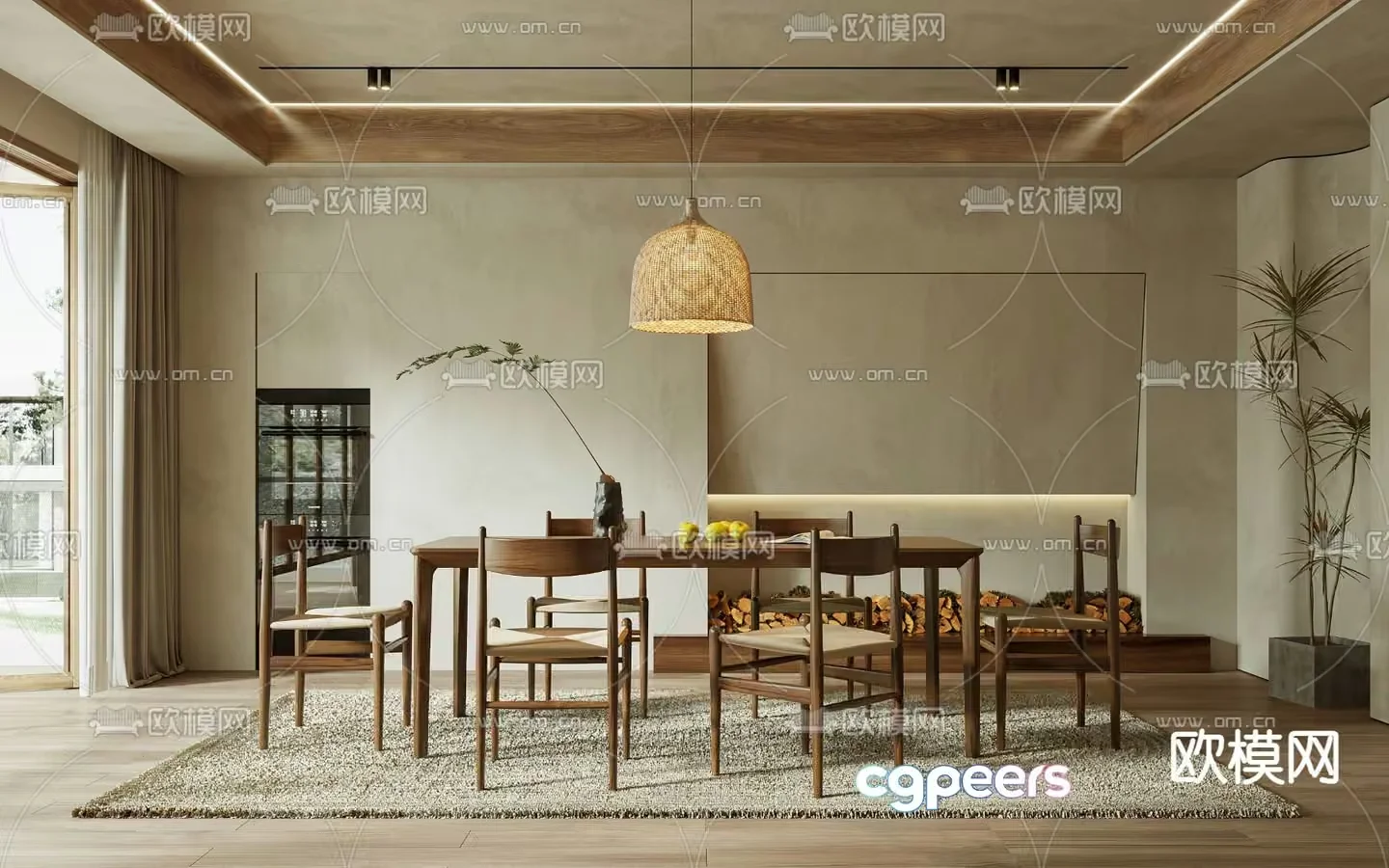 Modern Dining Room 3D Model – 9418 – VRAY Render