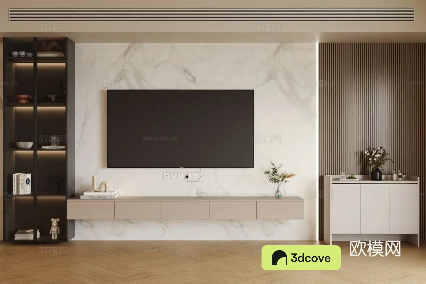 Modern minimalist TV background wall Living room background wall Marble background wall Premium gray living room