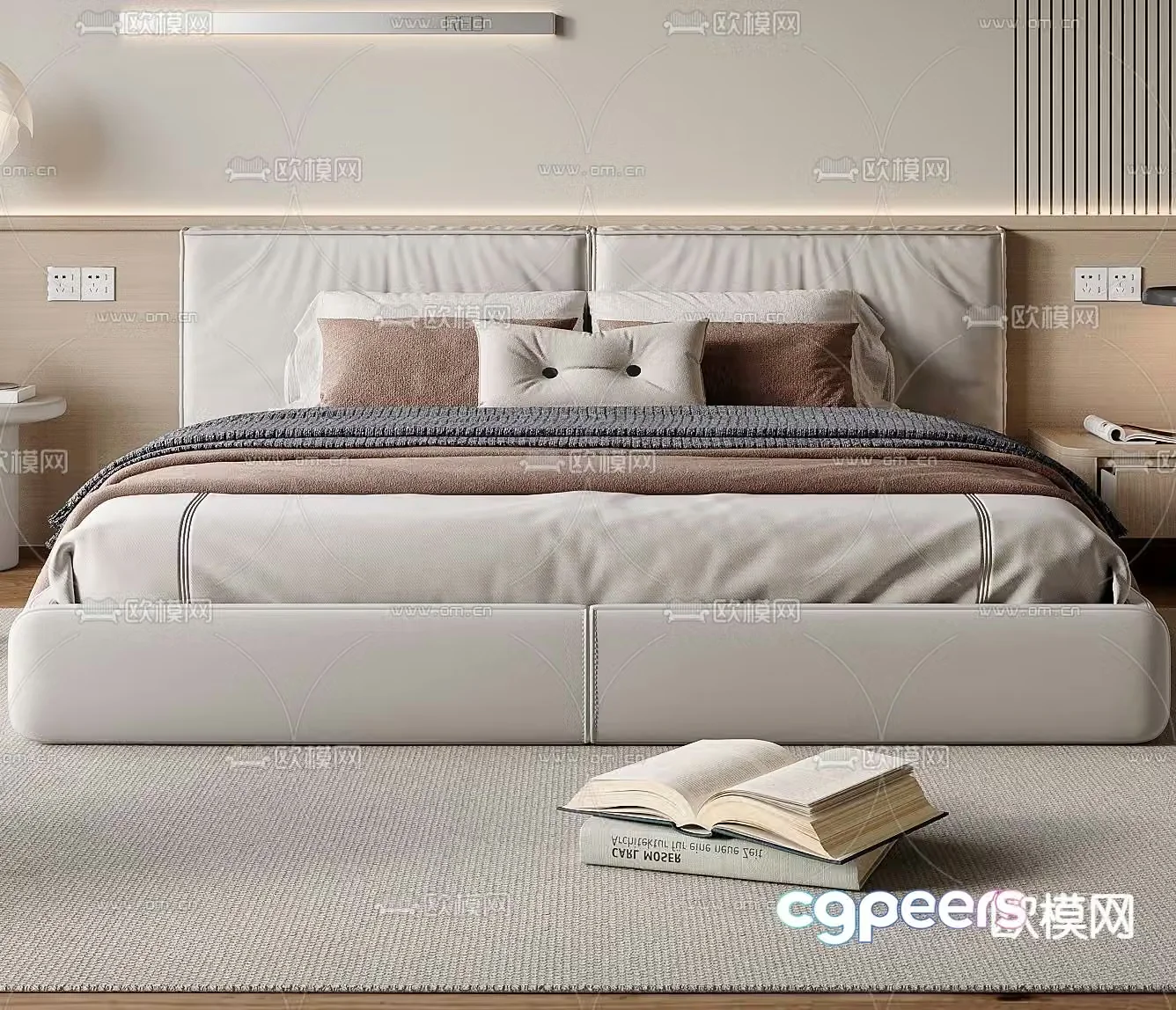 Modern double bed 3d model