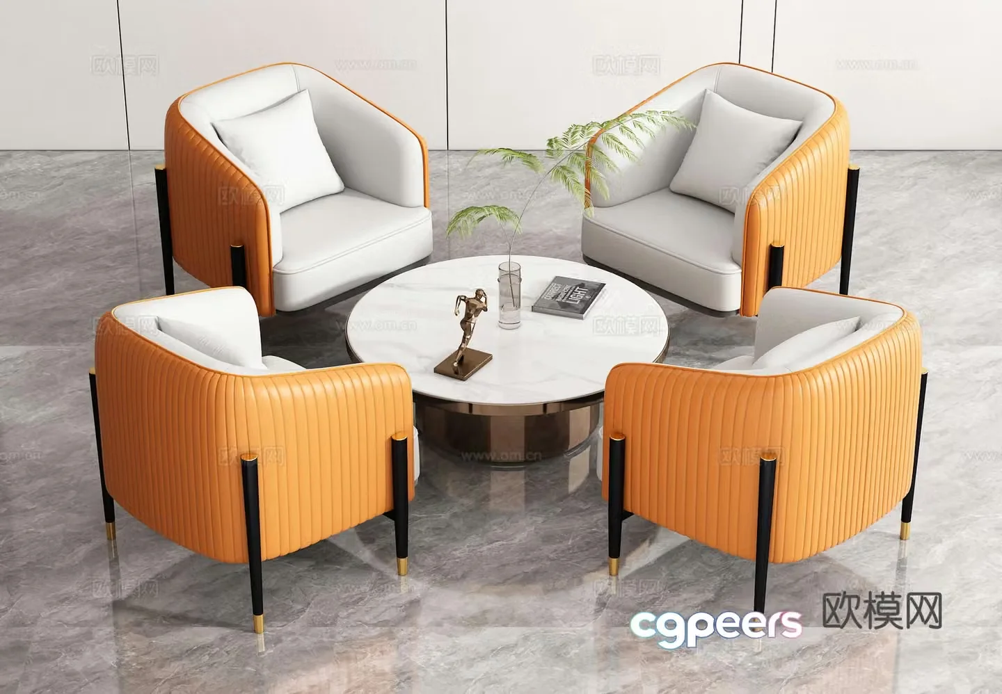 Negotiation sofa combination Sales office Reception negotiation area Hotel lobby Leisure table and chair combination Tea 3D model