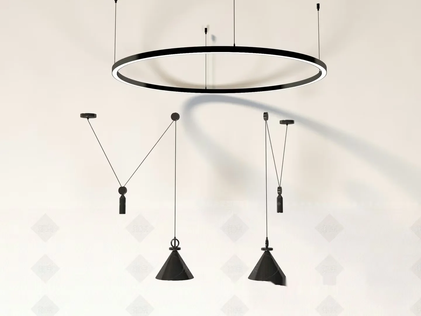 Modern Black Light Fixture 3D Model – 15814 – VRAY Render
