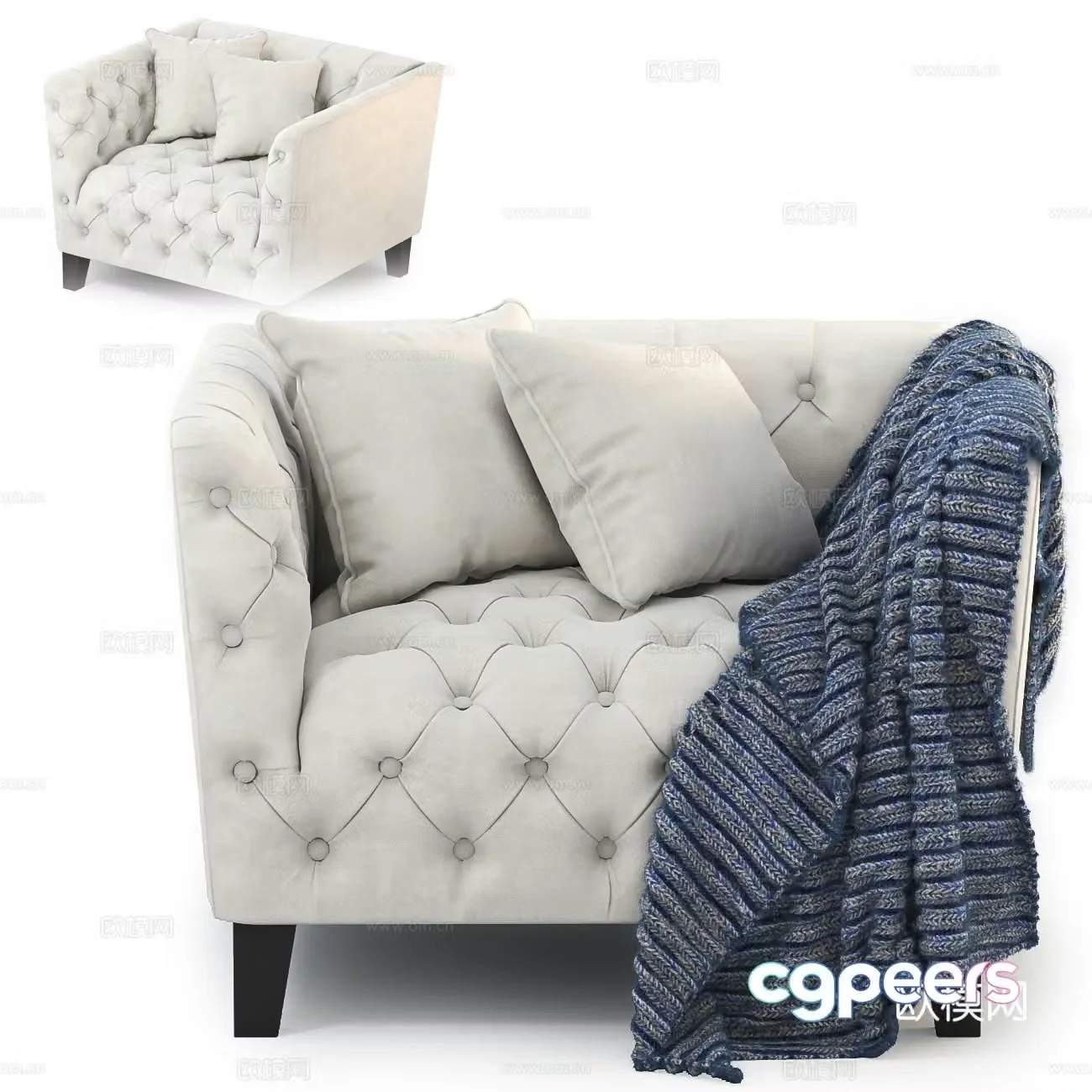 Simple European leisure sofa single sofa 3d model