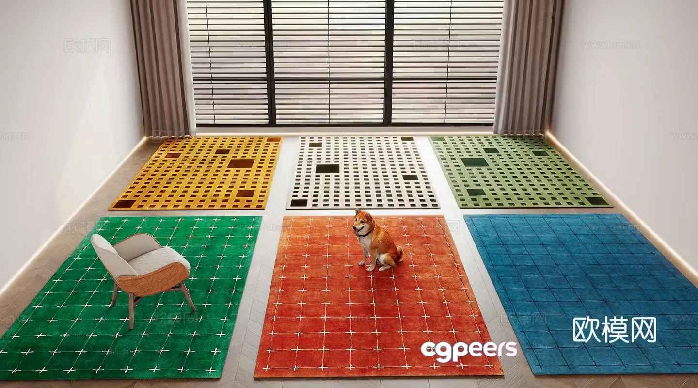 Modern carpet square rug 3d model