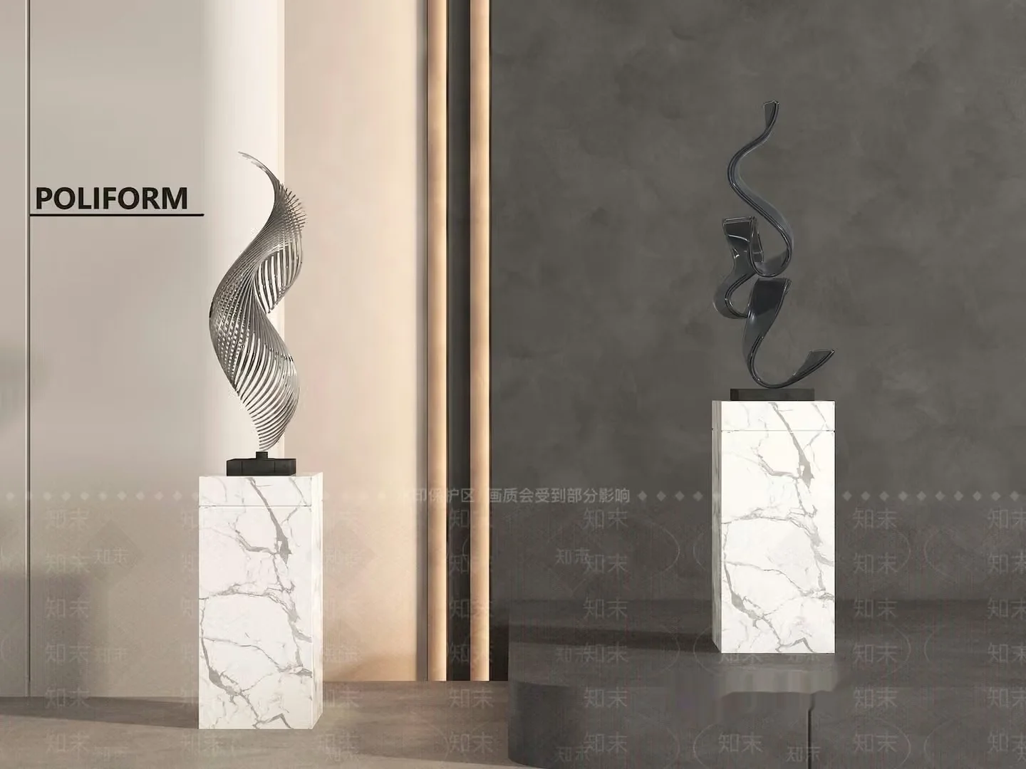 Modern Art Sculptures 3D Model – 9506 – VRAY Render