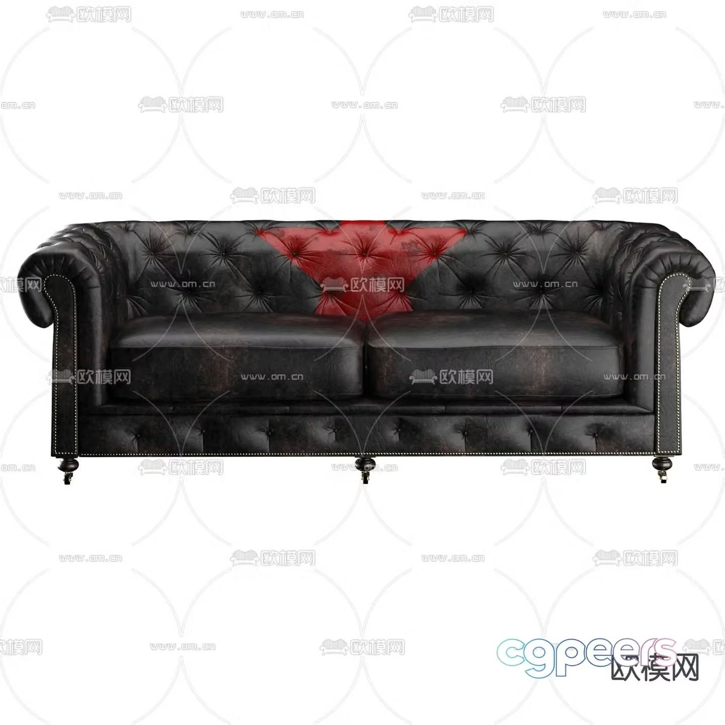 Double sofa leather sofa 3d model