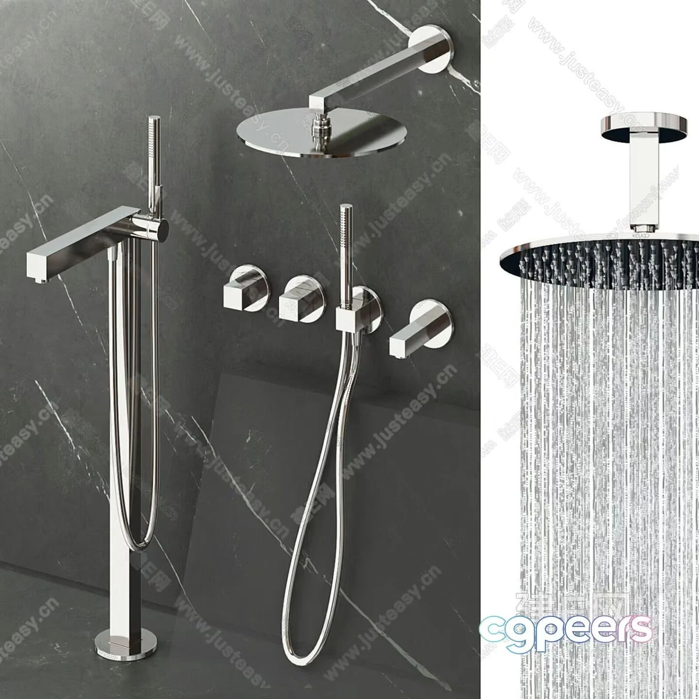 Modern Silver Shower 3D Model – 3752 – VRAY Render