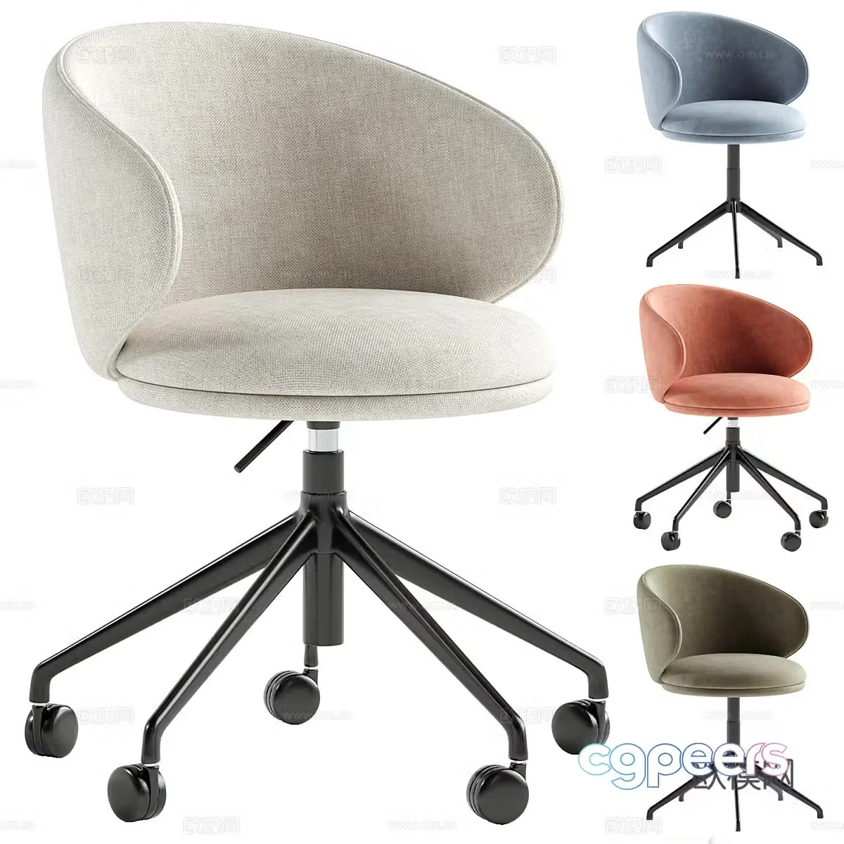 Simple office chair Staff chair Staff chair Fabric office chair Single chair Leisure chair Rotating 3D model