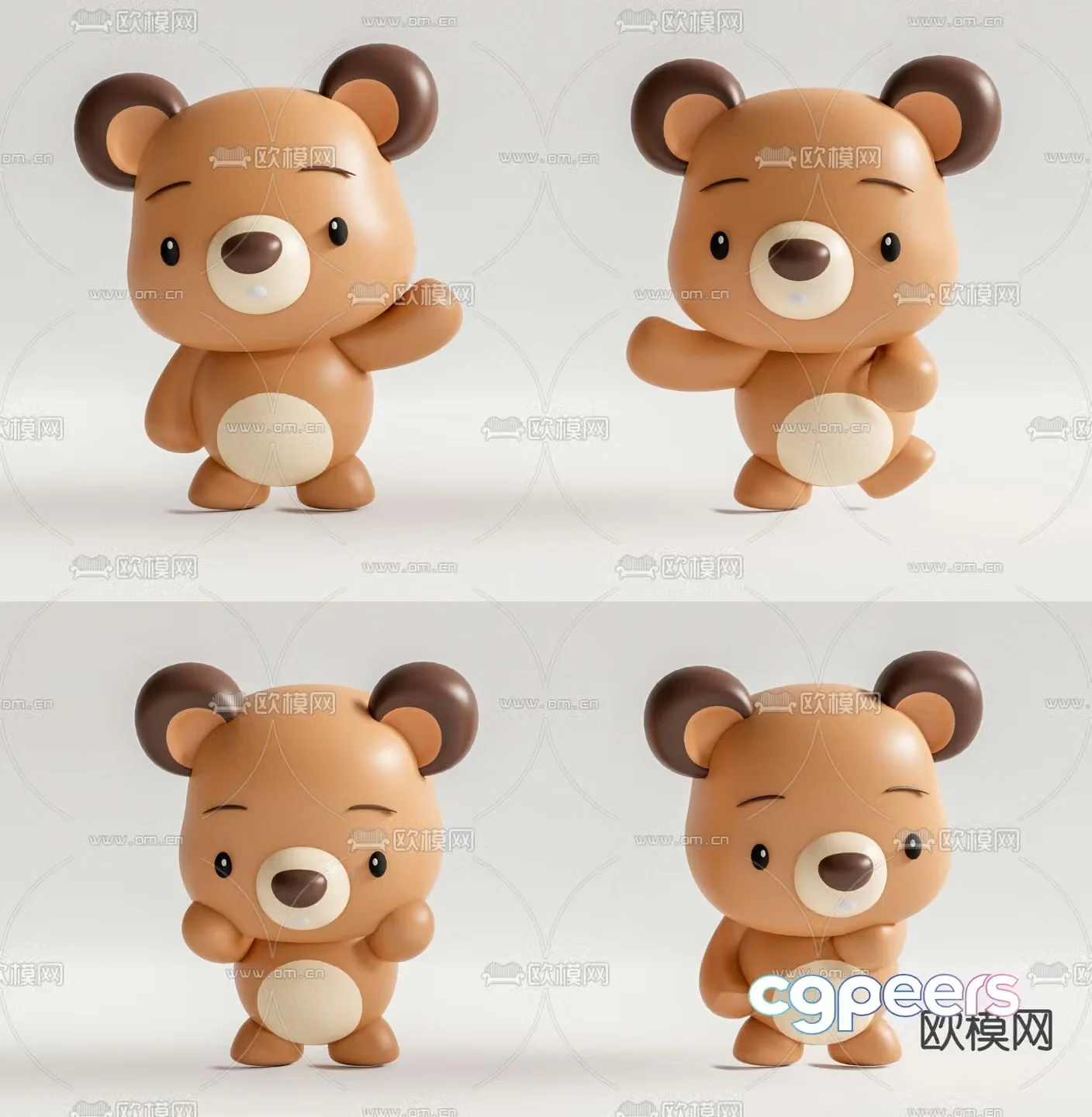 bear toy doll doll hand figure 3d model