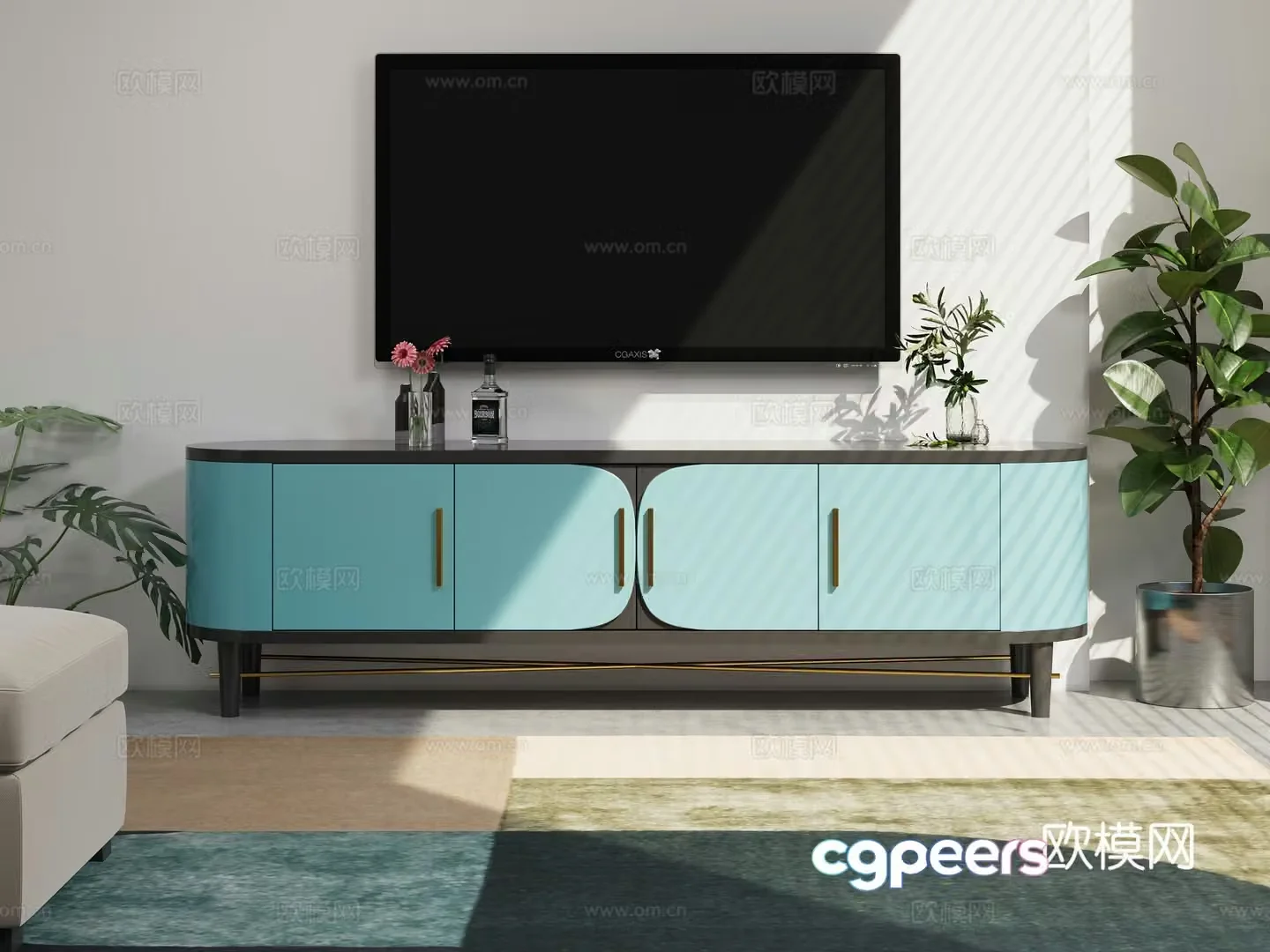 Italian light luxury painted TV cabinet household storage cabinet decoration cabinet 3D model