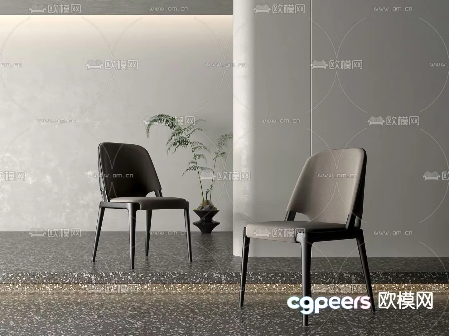 Modern chair dining chair single chair 3d model