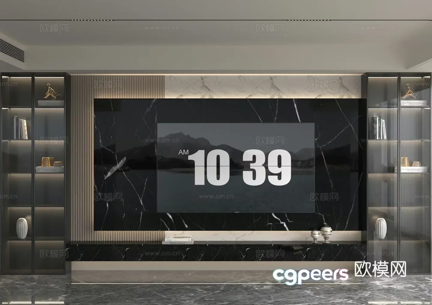 3d model of TV background wall