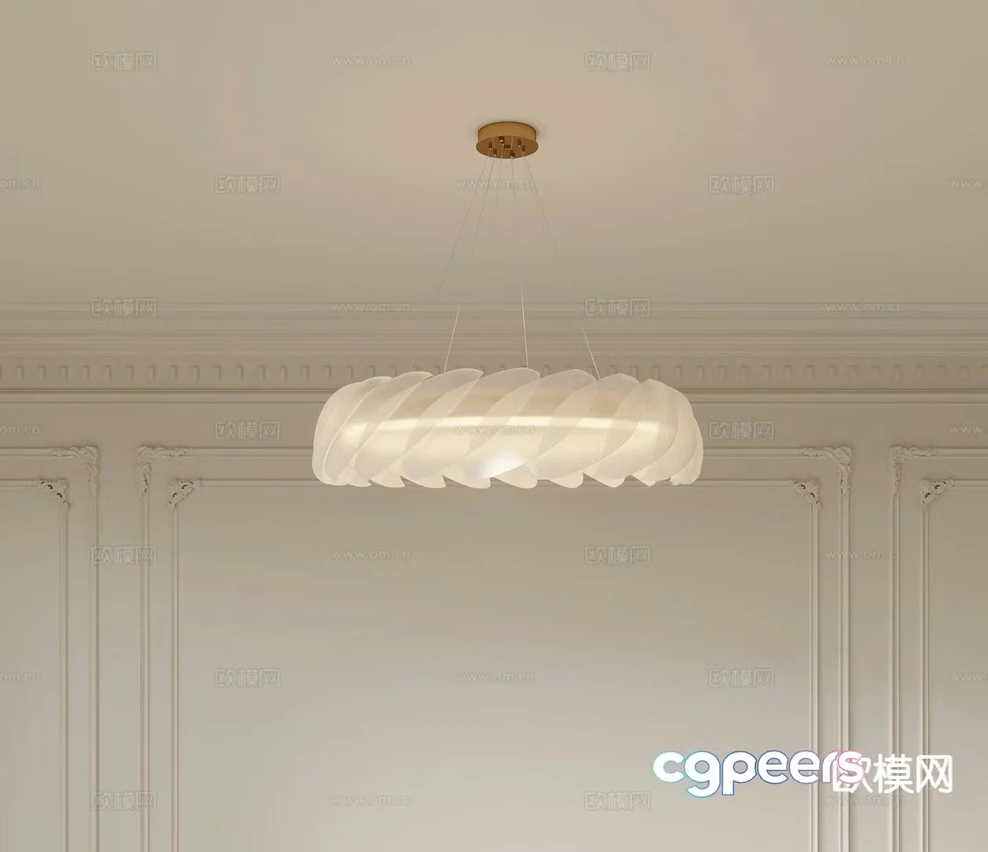 Cream style chandelier hall chandelier 3d model