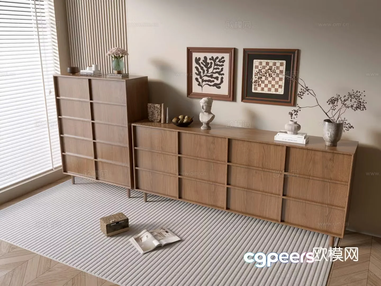 Wabi-sabi entrance cabinet 3d model