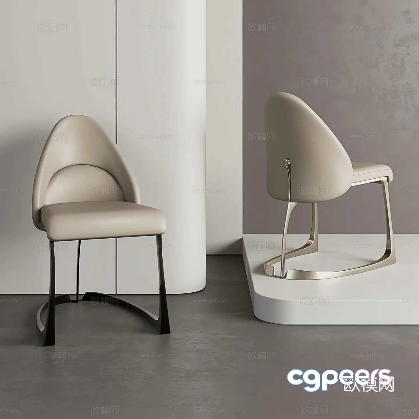Light luxury dining chair Single chair Italian dining chair Chair Leather dining chair 3D model