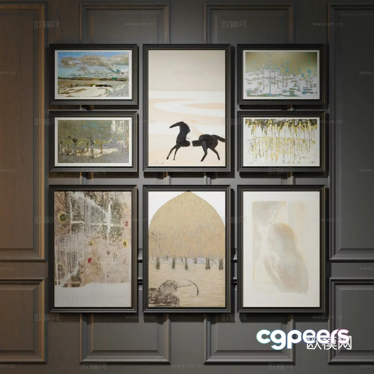 Modern Combination Painting Decorative Painting Art Painting 3D Model