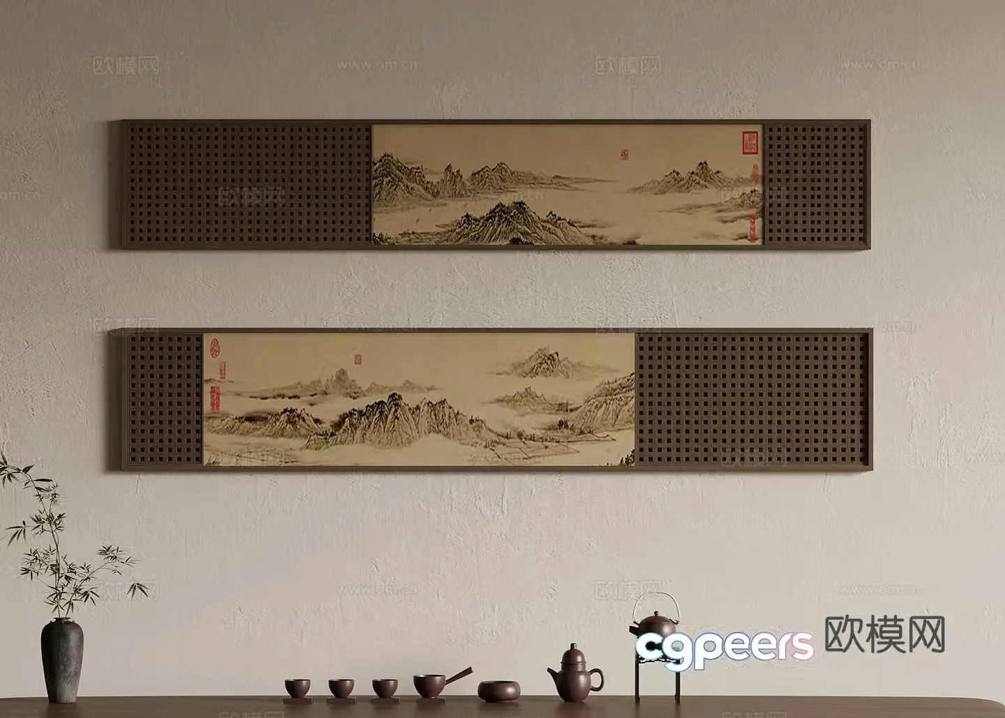 Decorative paintings 3D model of ancient decorative paintings