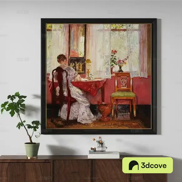 A Painting Of A Woman Sitting At A Table
