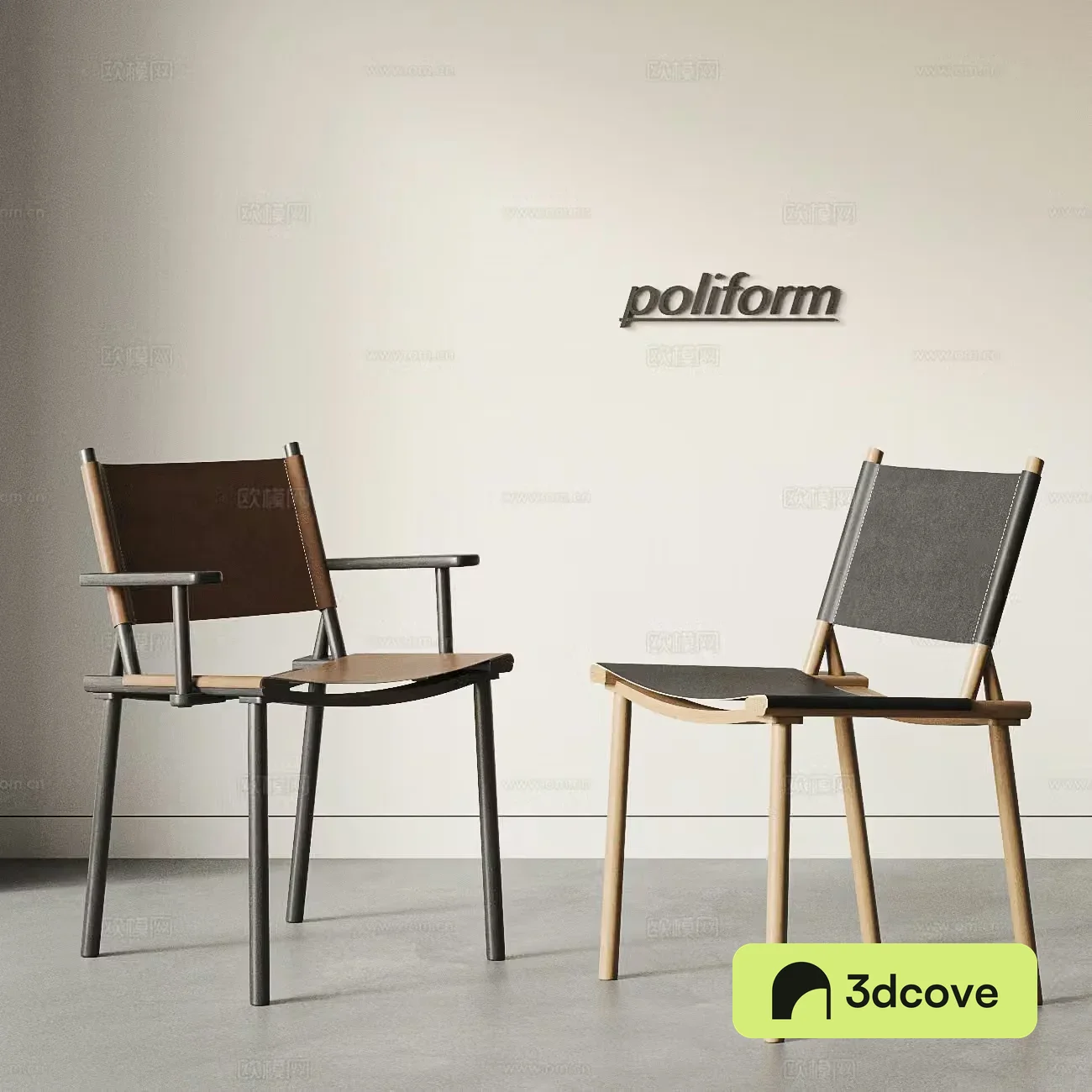 POLIFORM modern dining chair combination leather chair wooden chair single chair dining chair leisure chair