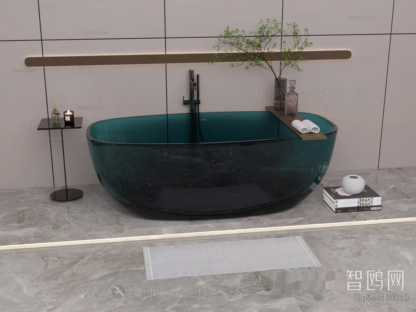 Modern Glass Bathtub 3D Model – 18496 – VRAY Render