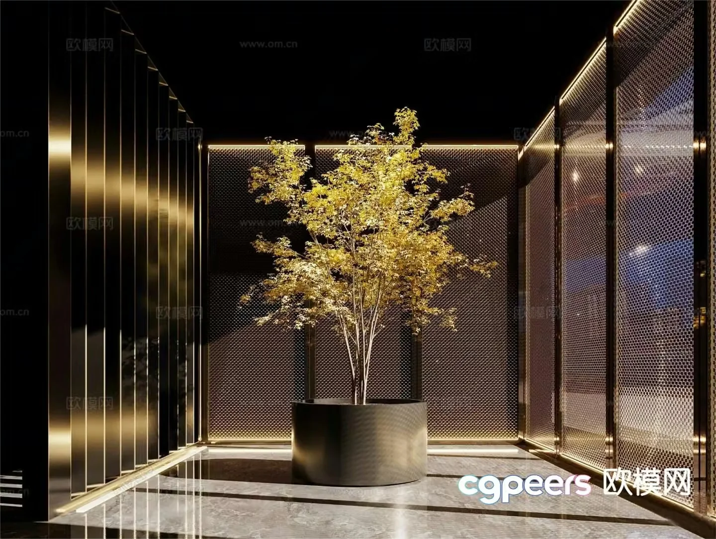 Interior Decoration Tree Indoor Tree Pool 3D Model