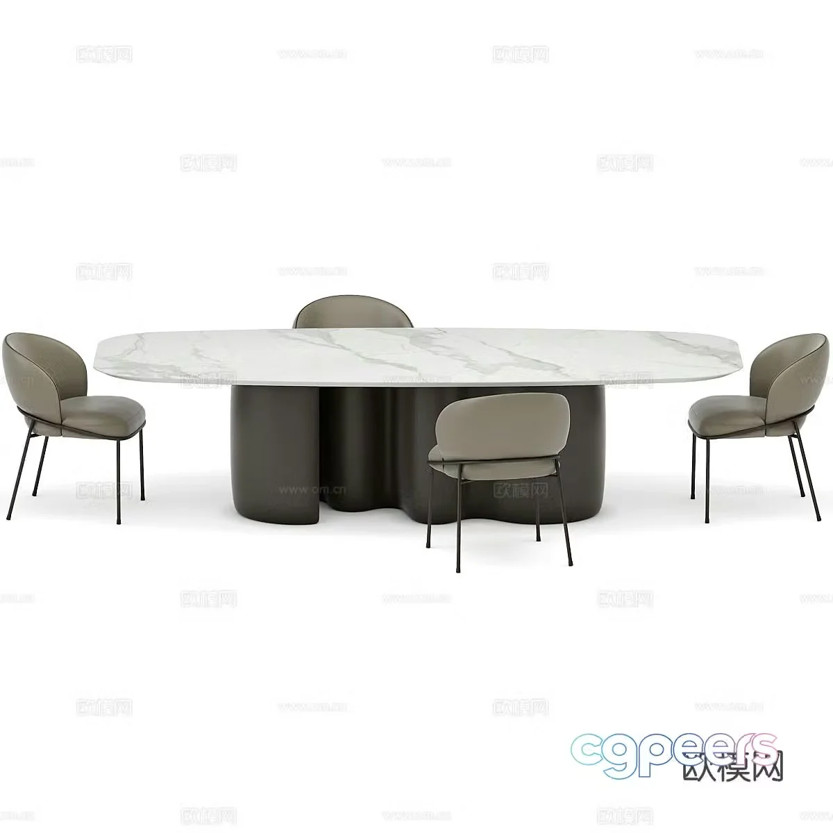 Italian minimalist dining table and chairs 3D model