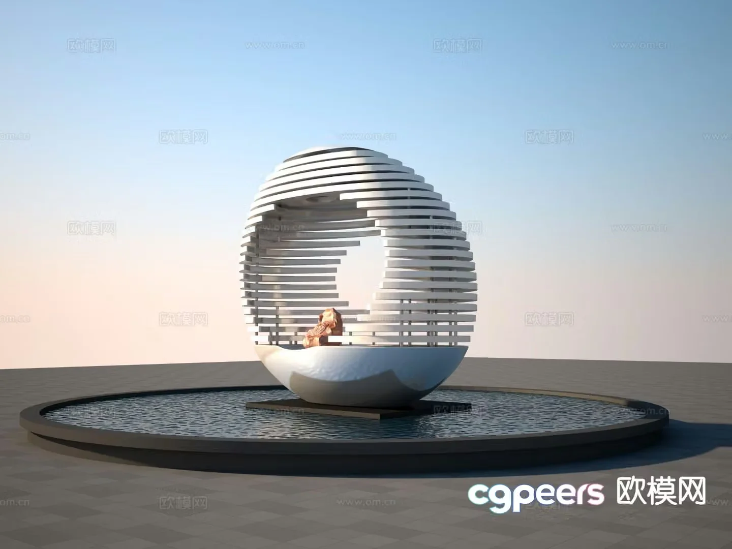 Pebble sculpture landscape sketch 3d model