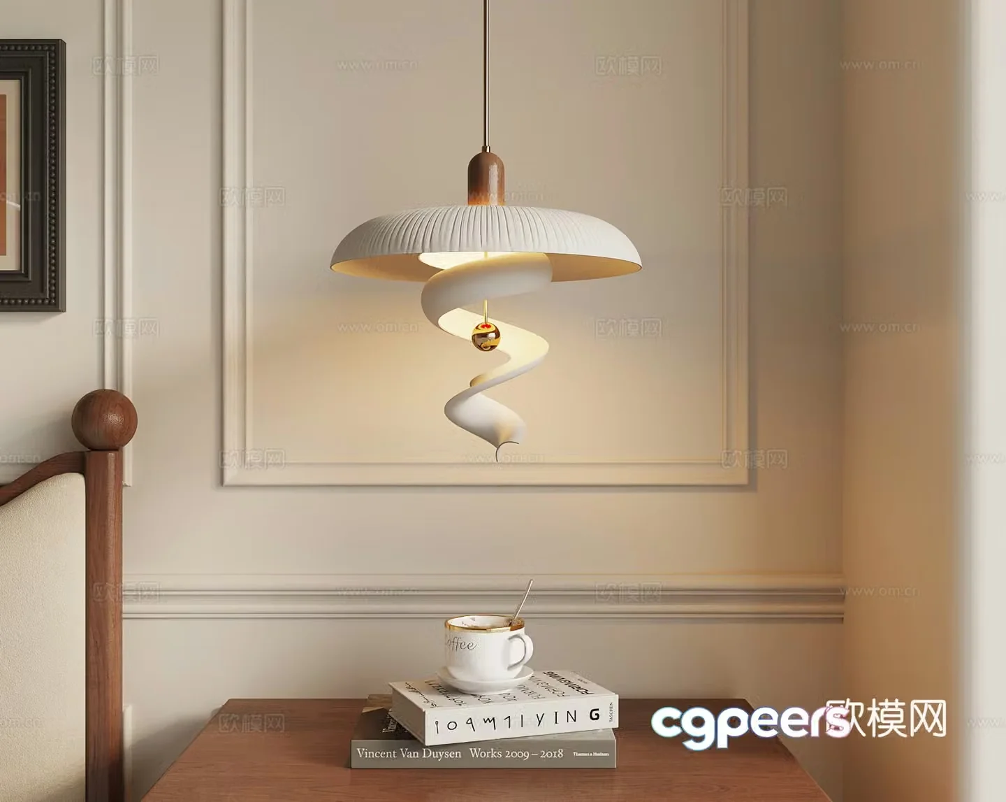 Chandelier French Chandelier Small Chandelier Book Coffee Cup 3D Model