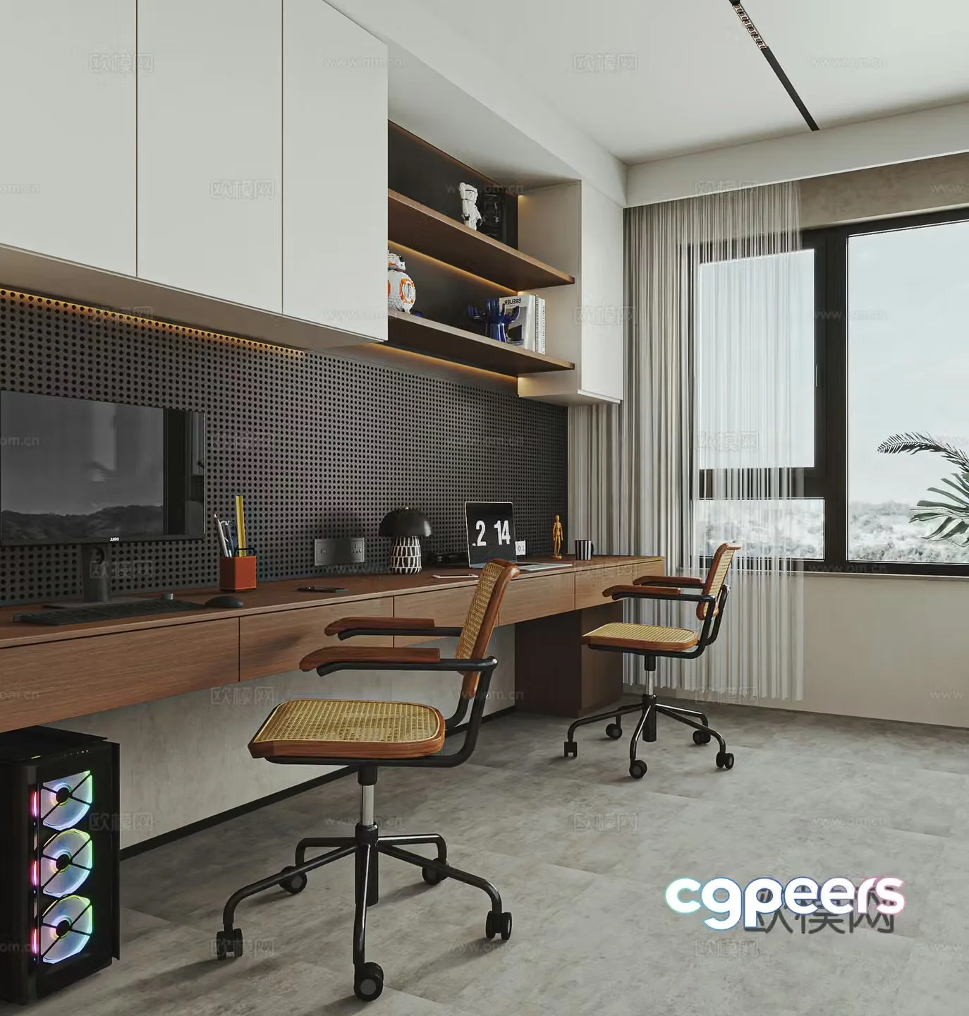 Wabi-sabi desk computer desk 3d model