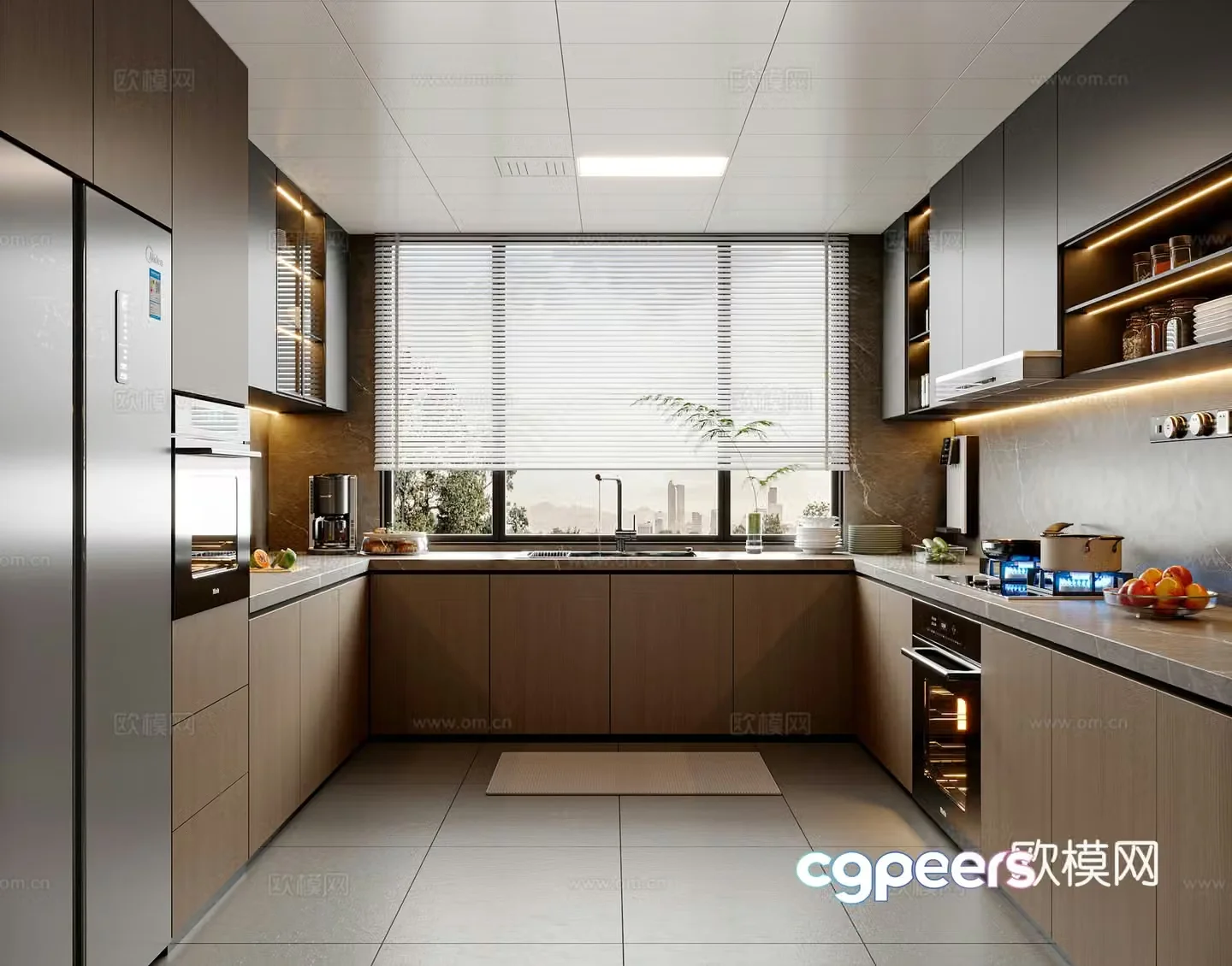 Modern Italian kitchen kitchen supplies kitchen utensils refrigerator kitchen appliances cabinet 3d model