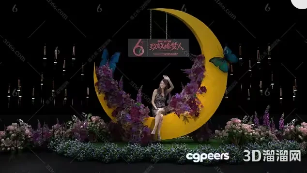 A Woman Sitting On A Crescent Moon 3D Model – 6734 – VRAY Render