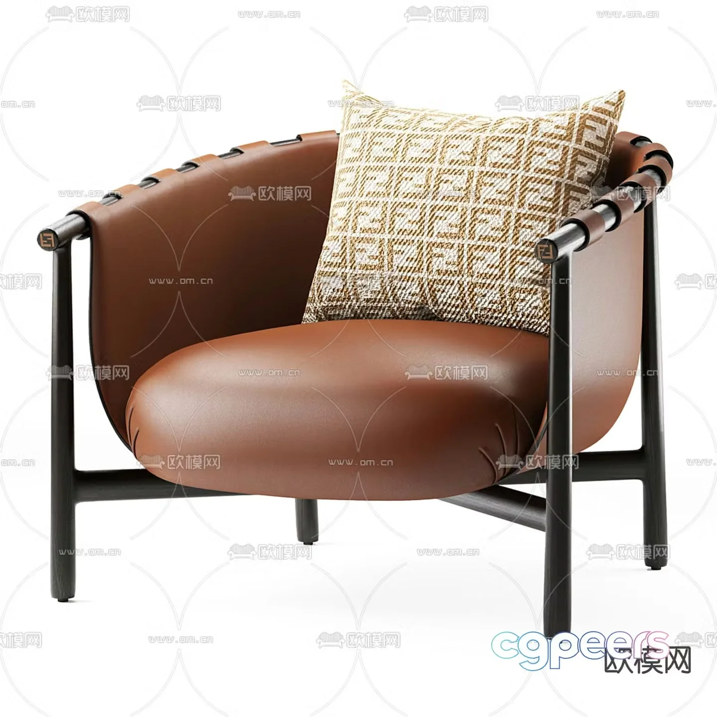 Leisure chair single chair leather chair 3d model