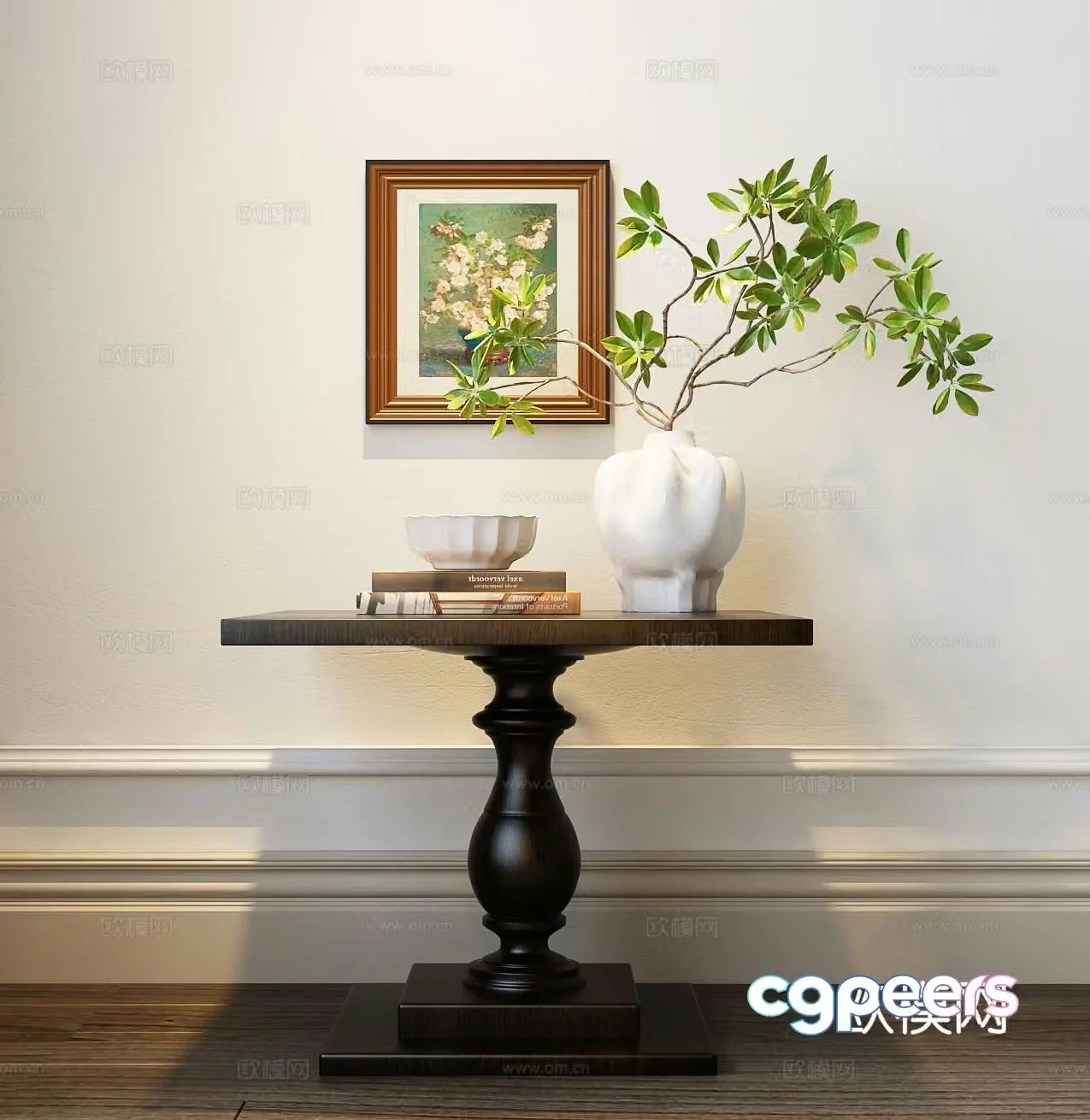 American style end view table 3D model