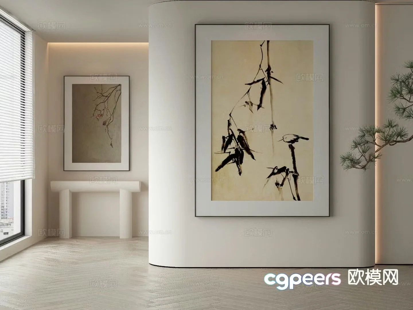 New Chinese style decorative painting ink painting 3D model
