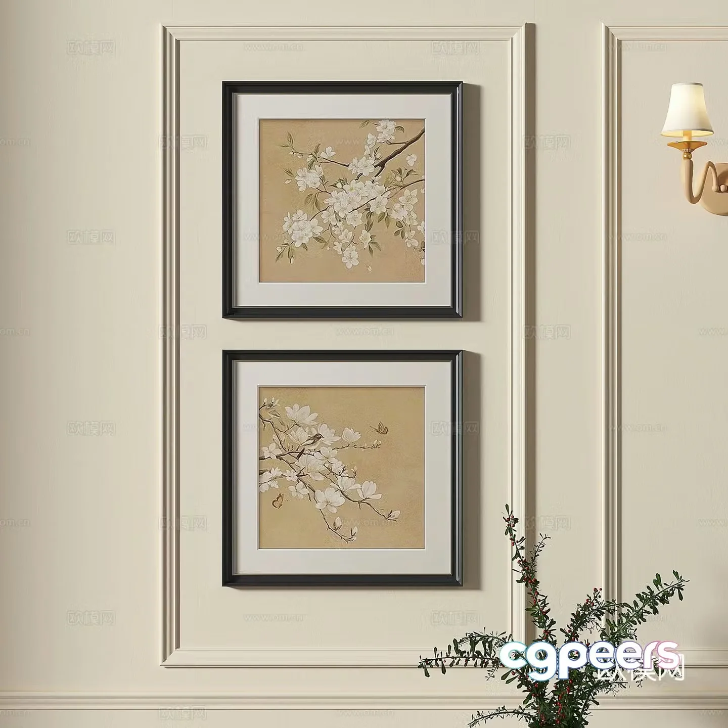 French retro medieval decorative painting 3d model